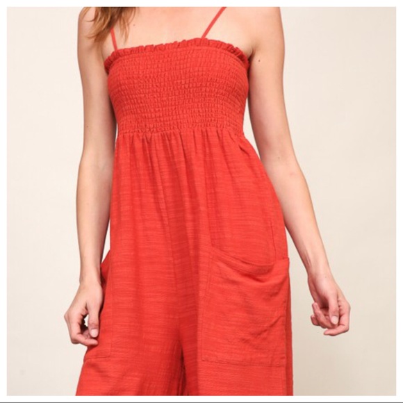 Fabulous wide leg smocked jumpsuit with pockets - Picture 5 of 8